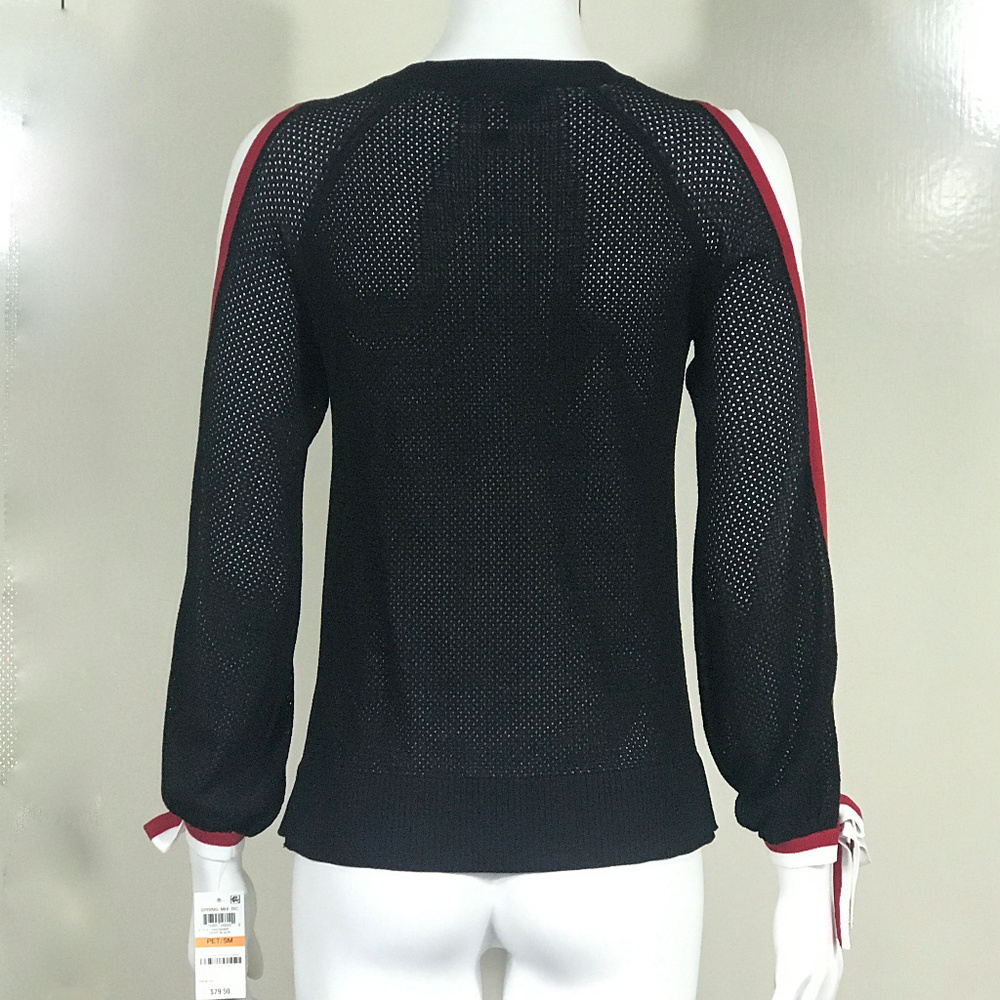 INC Striped Sleeve Cold Shoulder Top - Picture 4 of 8